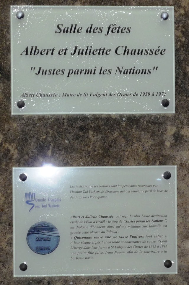 Plaque Saint Fulgent des Ormes