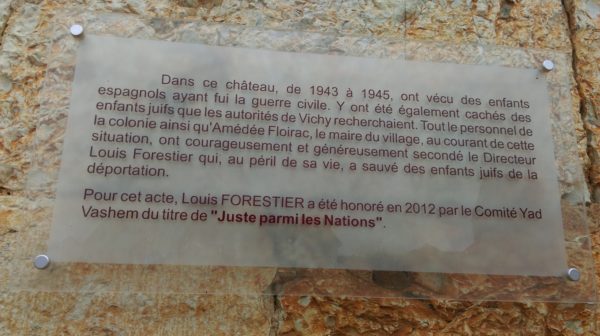 Plaque sur le château de Lavercantière