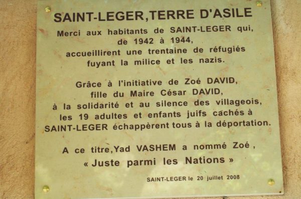 La plaque à Saint léger