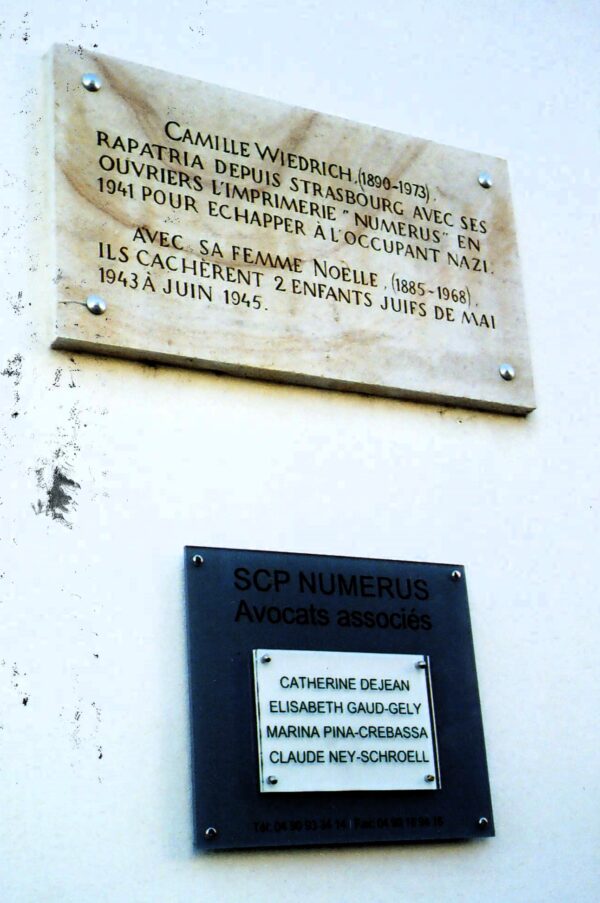 Plaque commémorative Wiedrich