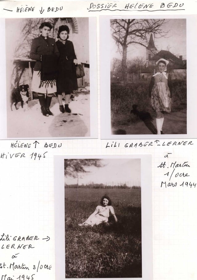 Photo de gauche :Hélène Bedu en 1945 et sur les 2 autres photos: Lili GRABER en 1944 et 1945