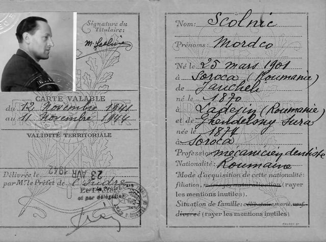 Première carte d’identité de Marcel Scolnic 