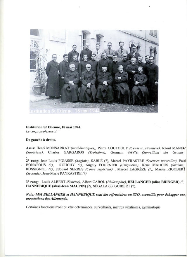 Institution Saint Etienne 18 mai 1944