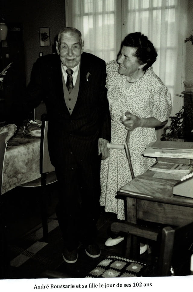 André Boussaire et sa fille le jour de ses 102 ans