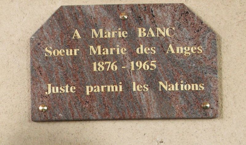 Plaque Marie Banc mère Marie des Anges