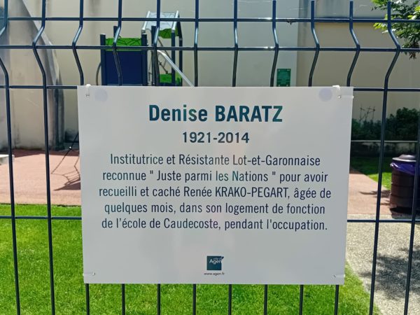 Plaque jardin Denise Baratz